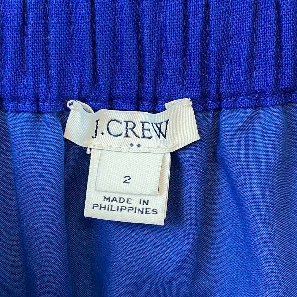J. Crew Blue Linen Paperbag-Waist Scalloped Sidewalk Mini Skirt H5397 Size 2 - Picture 6 of 10